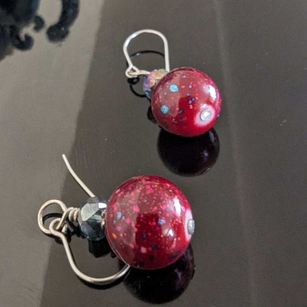 Red Sphere Earrings